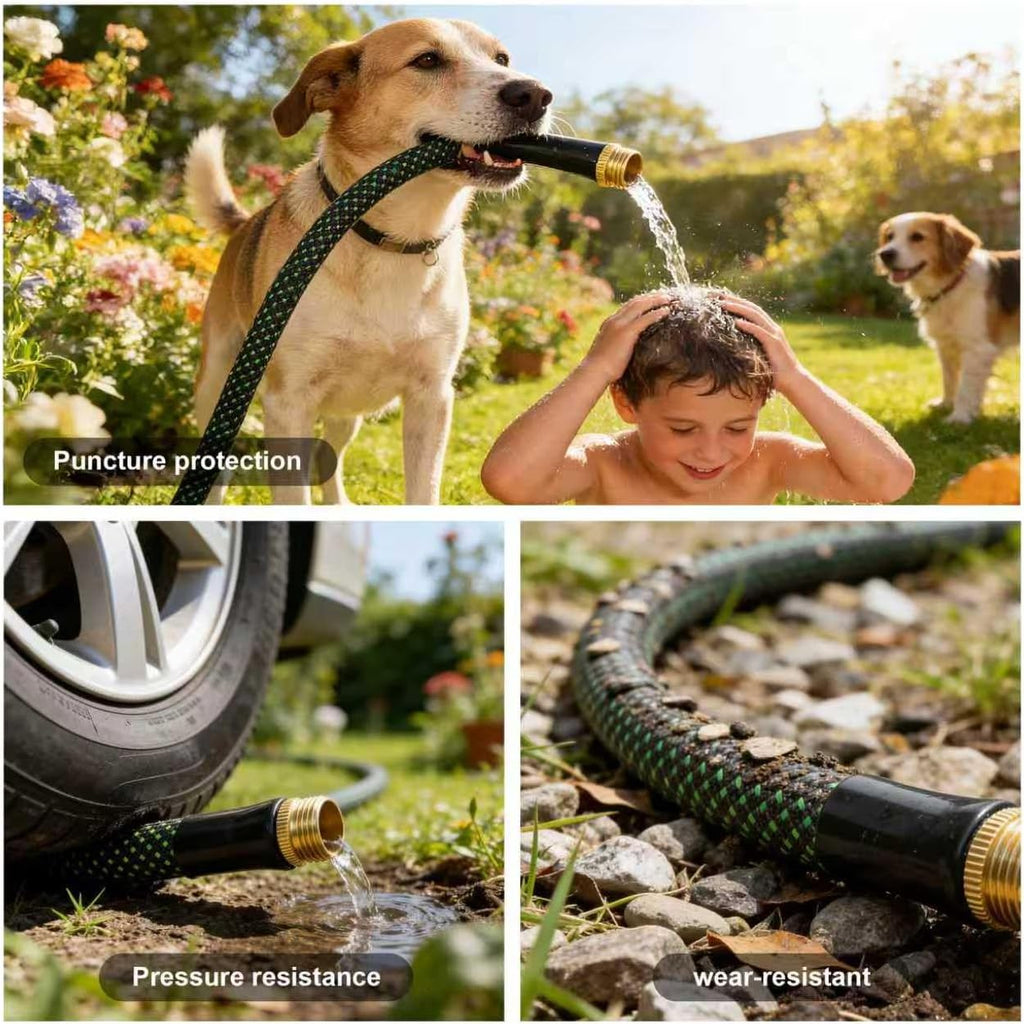 Garden Hose 50ft - Lightweight Water Hose, with 10-Pattern Nozzle, Triple-Layer Construction, All-Weather Hose,Flexible
