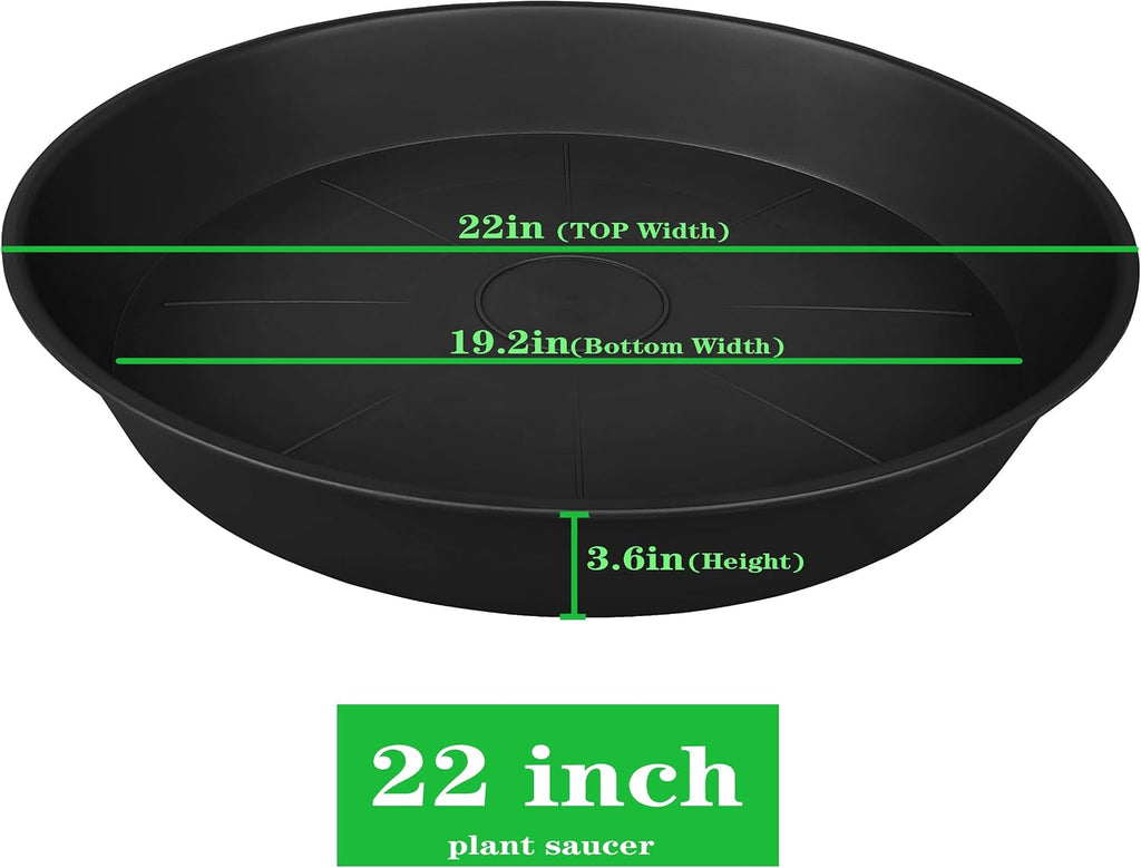 2 Pack of 20 22 inch Plant Saucer, 3.6" Depth Tray, Large Deep Heavy Duty Saucers for Pots, Garden Plastic Flower Plant