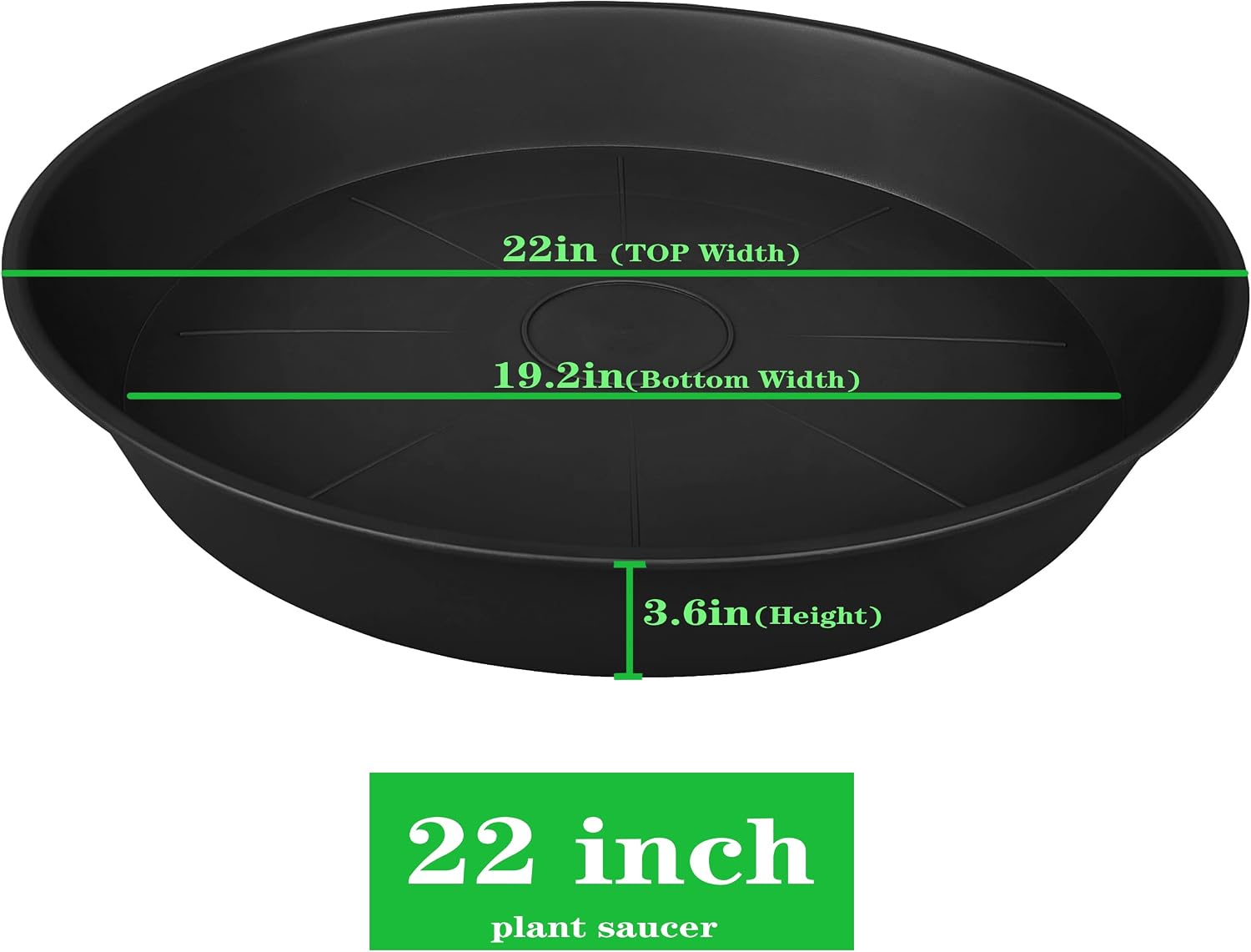 2 Pack of 20 22 inch Plant Saucer, 3.6" Depth Tray, Large Deep Heavy Duty Saucers for Pots, Garden Plastic Flower Plant