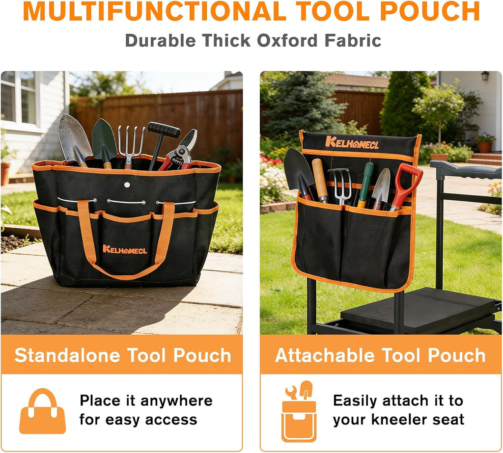Garden Kneeler and Seat, Extra Wide Thick EVA Pad, Heavy Duty Foldable Garden Bench Holds 350lbs, Ergonomic Kneeling