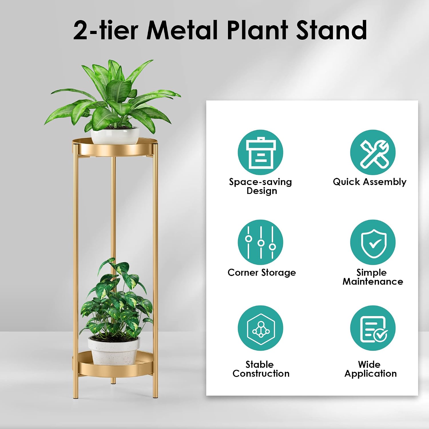 Plant Stand Plant pots Indoor Stands – Metal Flower Pots Stand Plant Shelf for Multiple Plants,2 Tier Removable Display