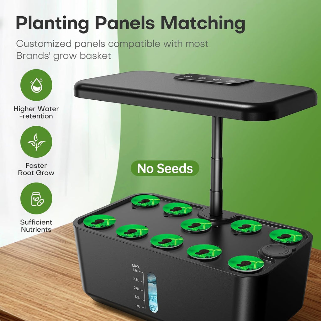Indoor Garden Hydroponics Growing System: 10 Pods Kit with LED | Plant Germination Kit Herb Vegetable Growth Lamp