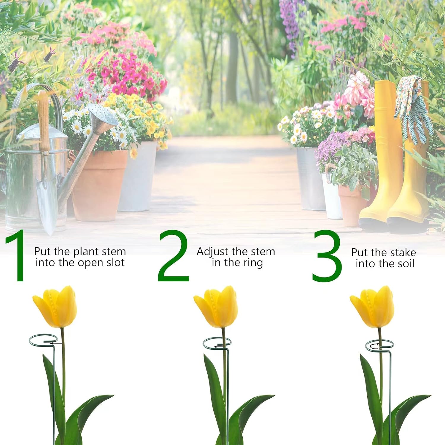 18 Inch 20 Packs Plant Support Stake Garden Single stemmed Plant Support Hoops Plant Prop for Flowers Orchid Tomatoes
