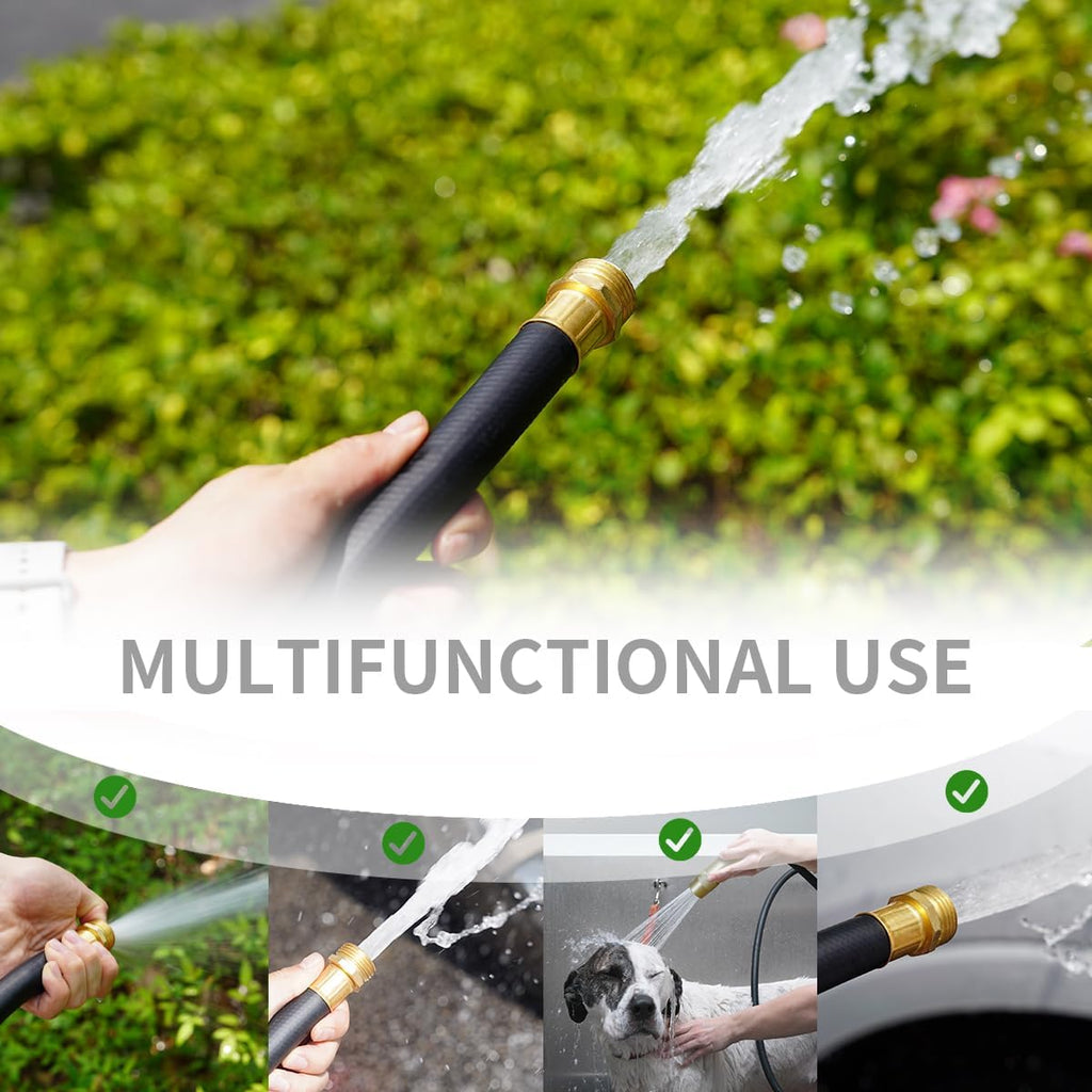 Wiseflow Garden Hose 75FT x 5/8", Heavy Duty Rubber Hose, Water Hose with Five Layered Braiding, Male Female Fittings