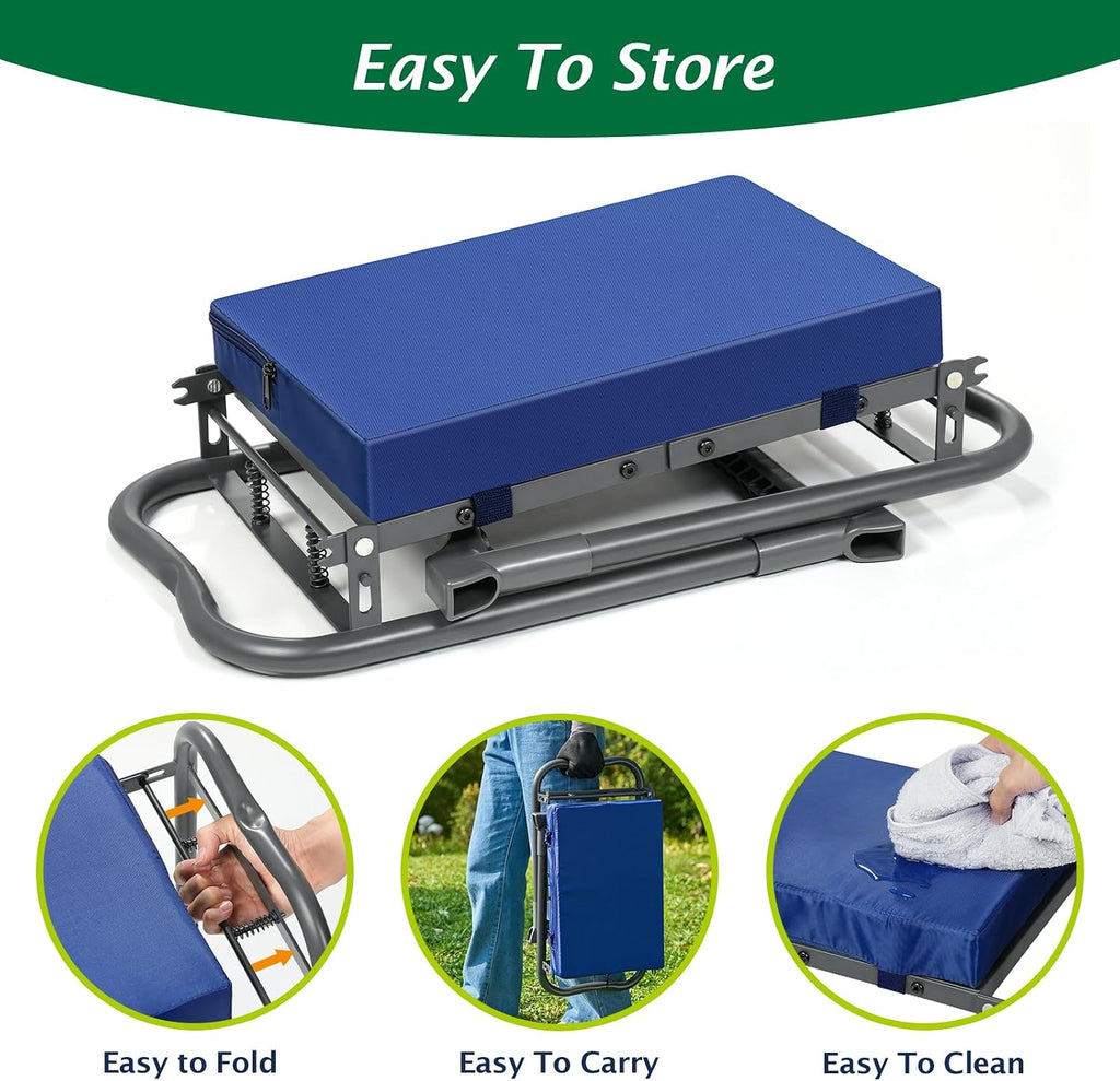 ikkle Heavy Duty Garden Kneeler and Seat, 838LB+ Capacity | Gardening Stool with Thicken & Widen Soft Kneeling Pad