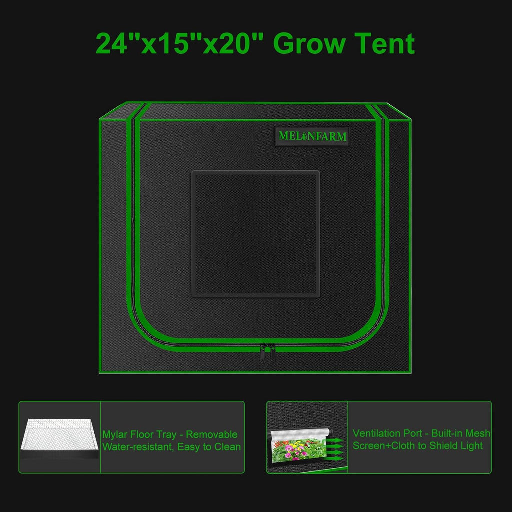 Small Grow Tent for Aerogarden，24”x16”x24” ，Hydroponics Growing System ，Highly Reflective 600D Diamond Mylar Canvas