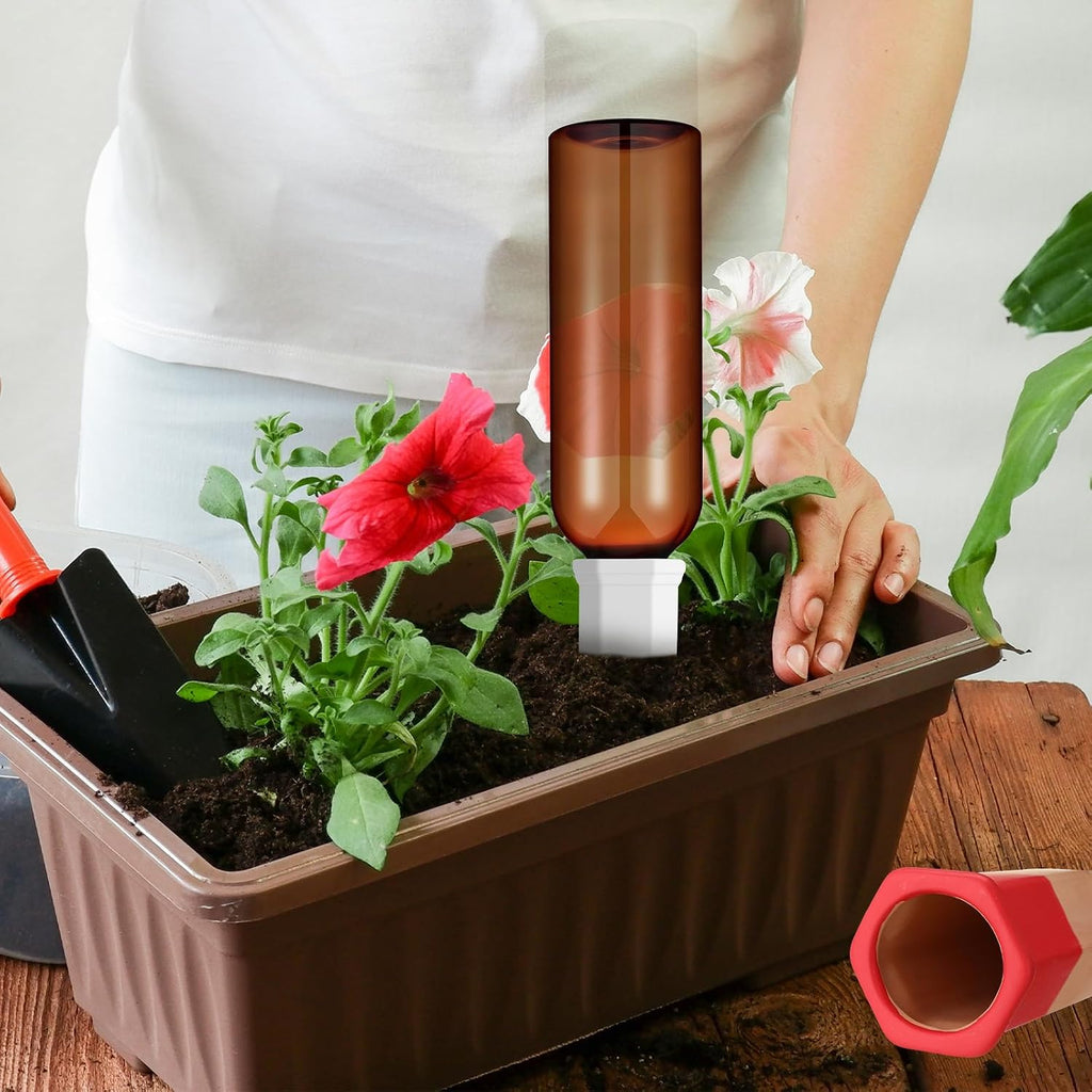 SiliFine 6 Sets Terracotta Watering Spikes,Brown and Mixed Color | 26 oz Bottles for Slow Release Watering, Self