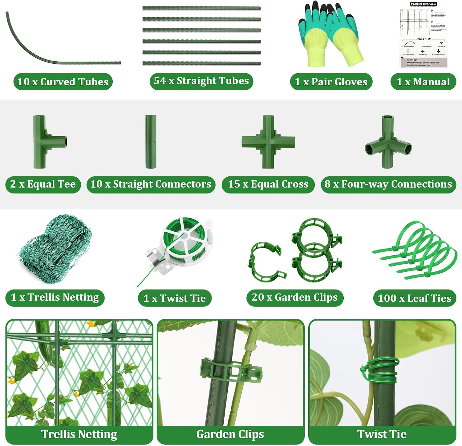 Cucumber Trellis for Raised Bed 5.4x5.5ft U-Shape Adjust Metal Garden Trellis for Climbing Plants Outdoor with Climbing