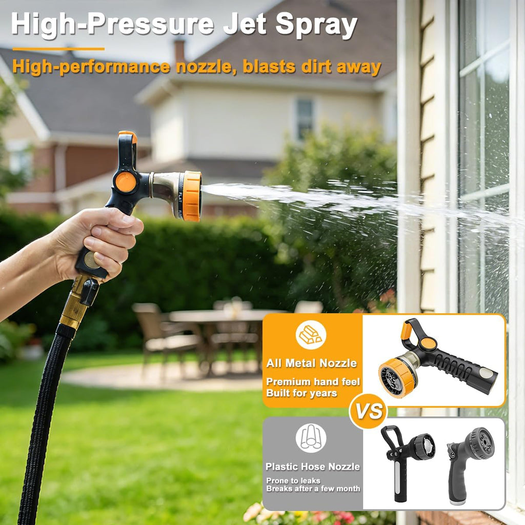 FANHAO Fireman Style Garden Hose Nozzle, Heavy Duty Metal Water Hose Nozzle | Thumb Control & Large Lever Control, 7