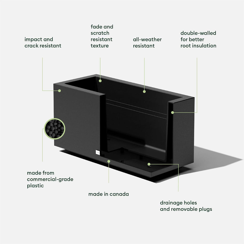 Veradek Block Series Long Box Planter - Rectangular Outdoor Planter | Made From Durable Plastic With Double-Walled