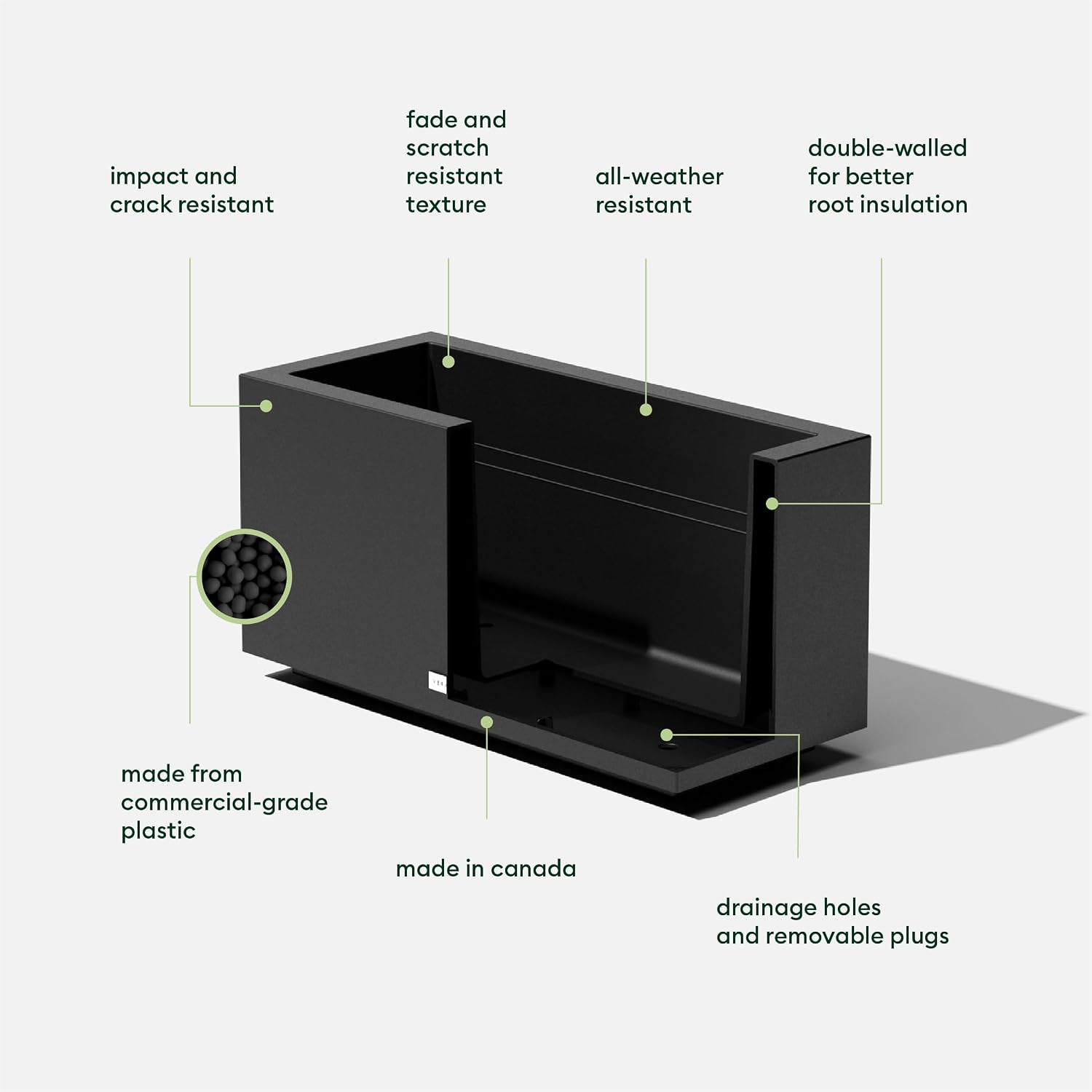 Veradek Block Series Long Box Planter - Rectangular Outdoor Planter | Made From Durable Plastic With Double-Walled