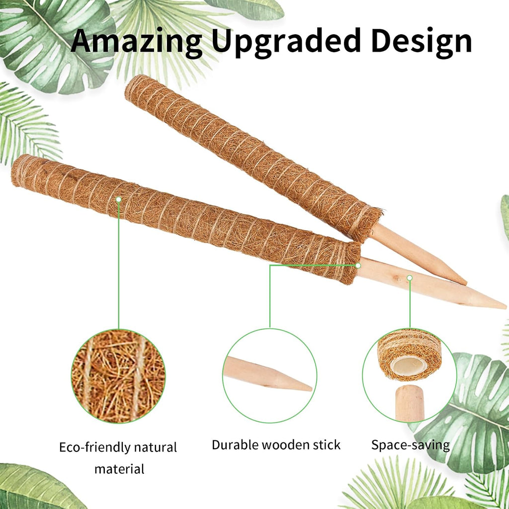 Moss Pole for Plants Monstera,【8 Pack】 23.6 inch Plant Support Pole, Extendable Coir Totem Pole for Potted Plants