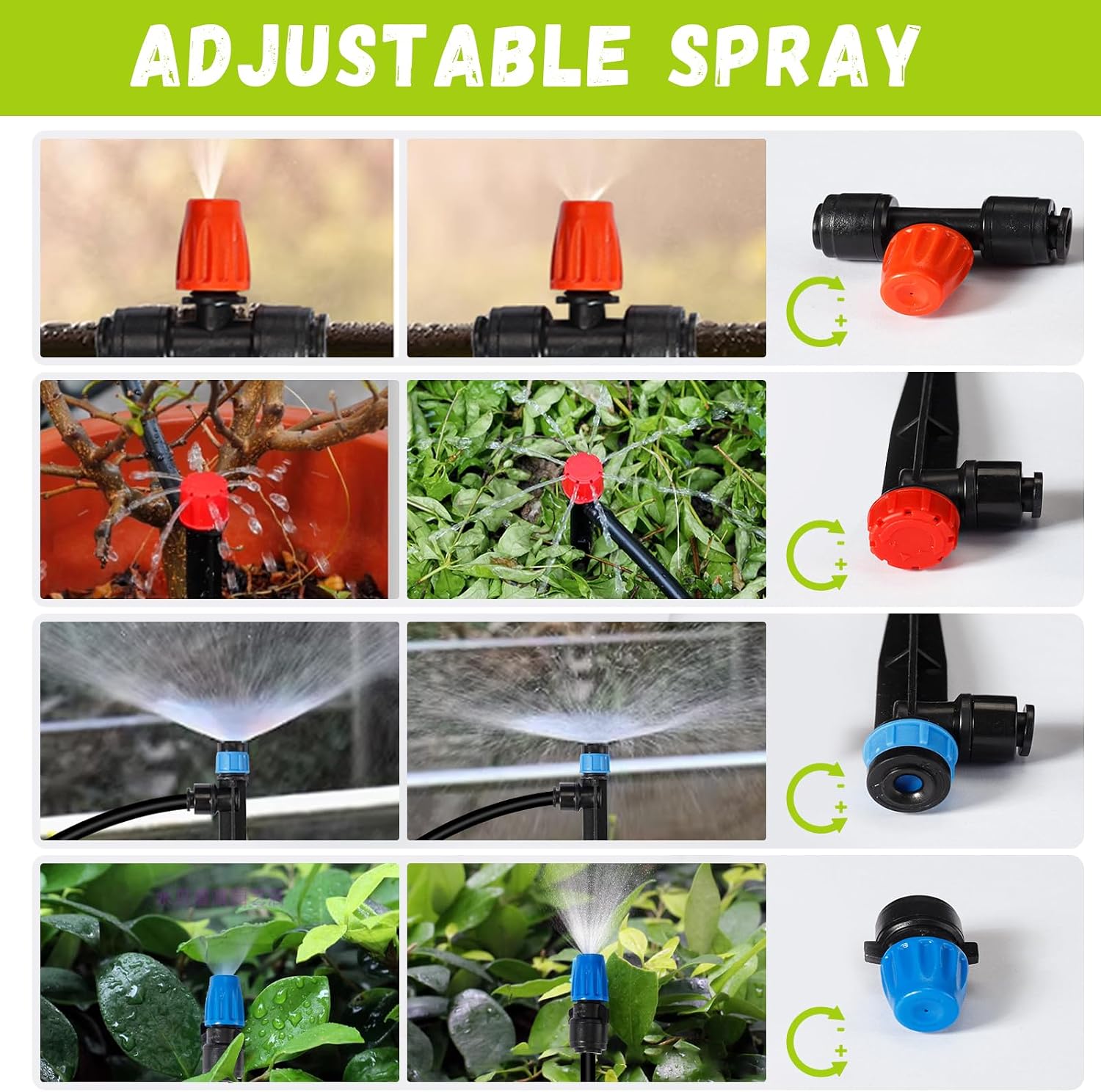 Drip Irrigation Kit Automatic Watering System 115FT Misting Sprinkler DIY Devices with 1/4" & 1/2" Tubing Hose