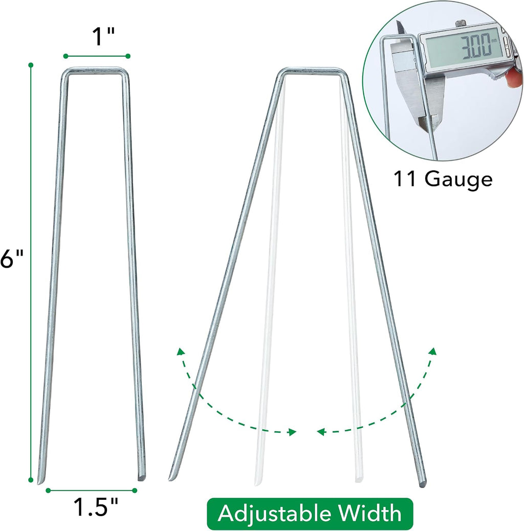 UNCO- Galvanized Landscape Staples, 6 Inch, 500 Pack, Garden Staples, U-Shaped Landscape Pins for Weed Barrier Cover