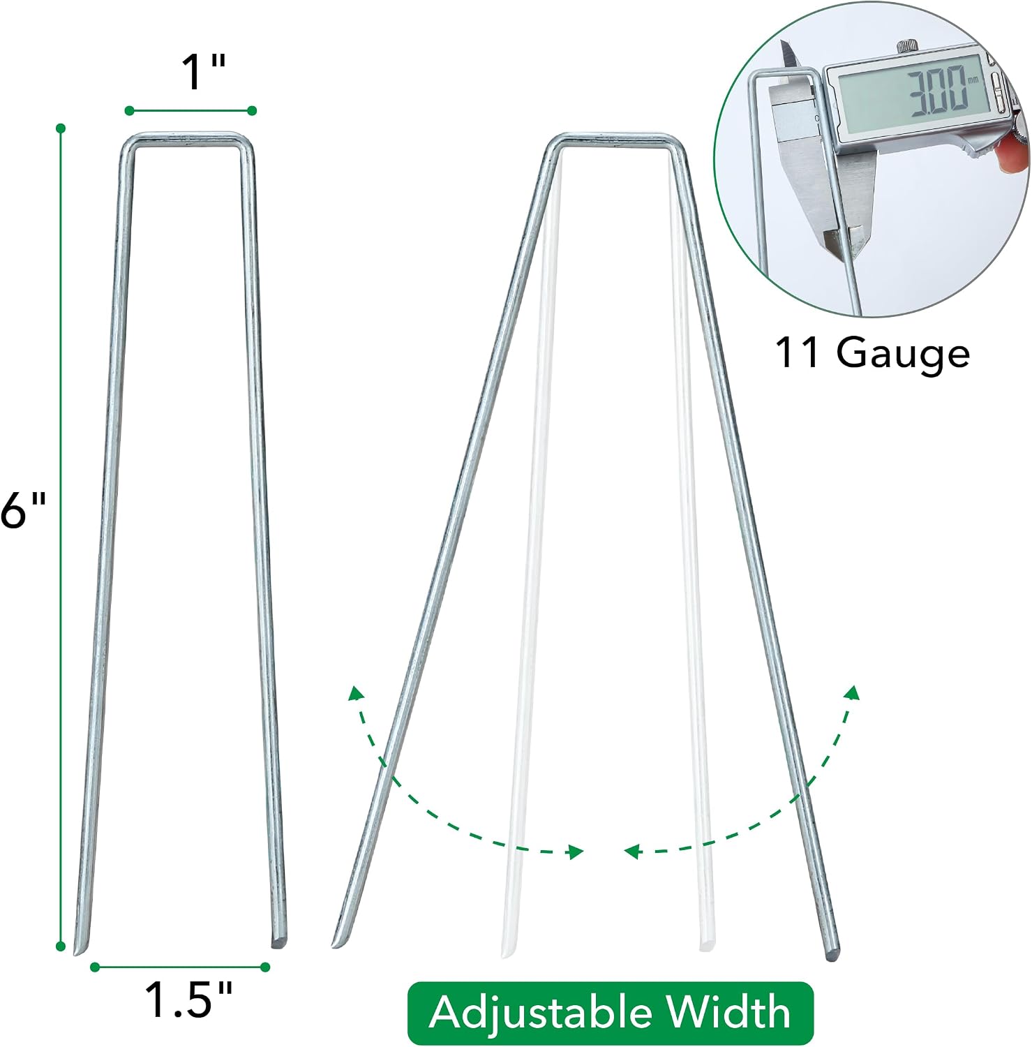 UNCO- Galvanized Landscape Staples, 6 Inch, 500 Pack, Garden Staples, U-Shaped Landscape Pins for Weed Barrier Cover