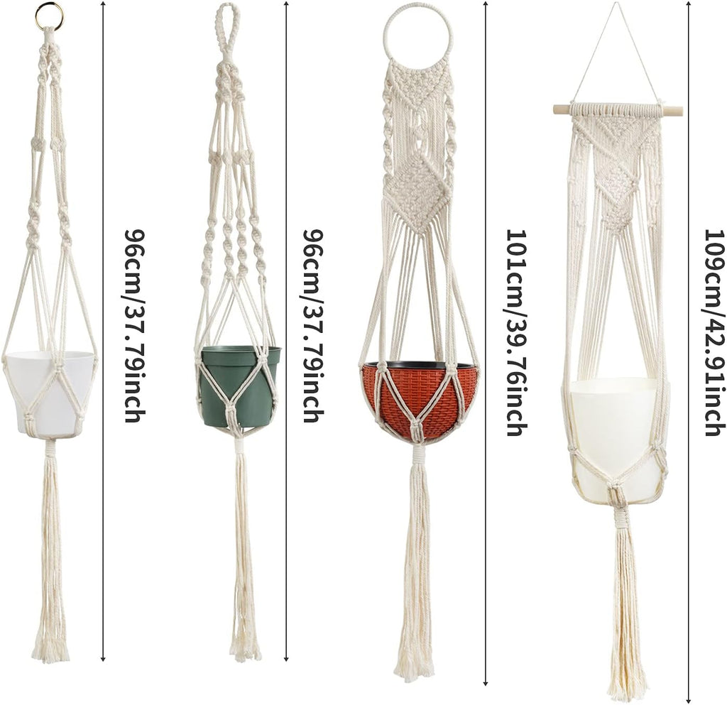 Laerjin Macrame Plant Hangers, Set of 6 Handmade Hanging Plant Holder Basket Stand Decorative Flower Pot Holder