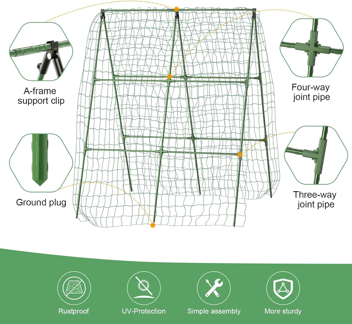 2PCS Cucumber Trellis for Climbing Plants Outdoor, Garden Trellis for Raised Bed Garden,Vegetable Grow Supports with