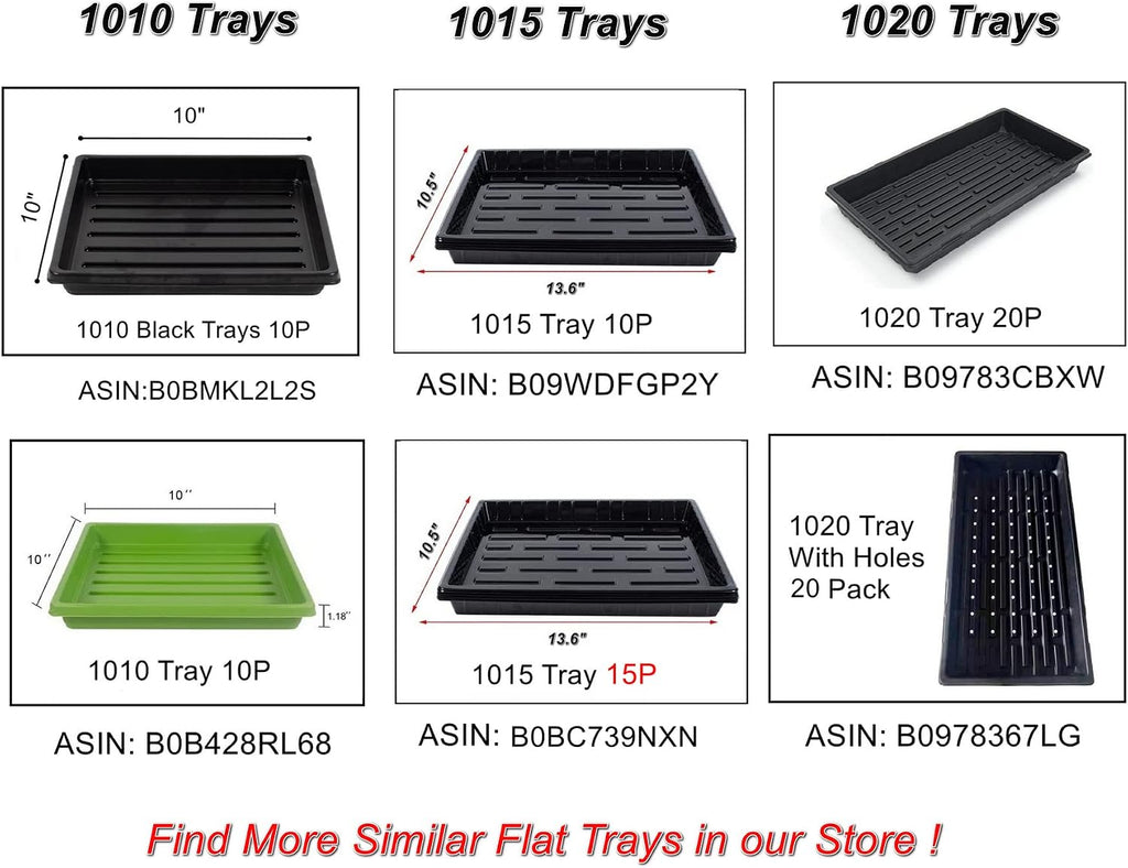 RooTrimmer 10 Pack 1020 Trays, Extra Thick Heavy Duty Seed Starting Trays - No Holes, No Leak, Reusable Propagation
