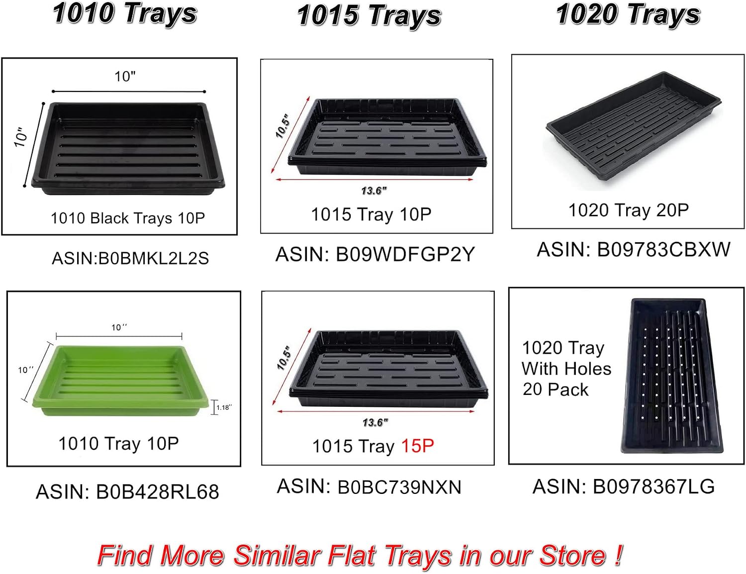 RooTrimmer 10 Pack 1020 Trays, Extra Thick Heavy Duty Seed Starting Trays - No Holes, No Leak, Reusable Propagation