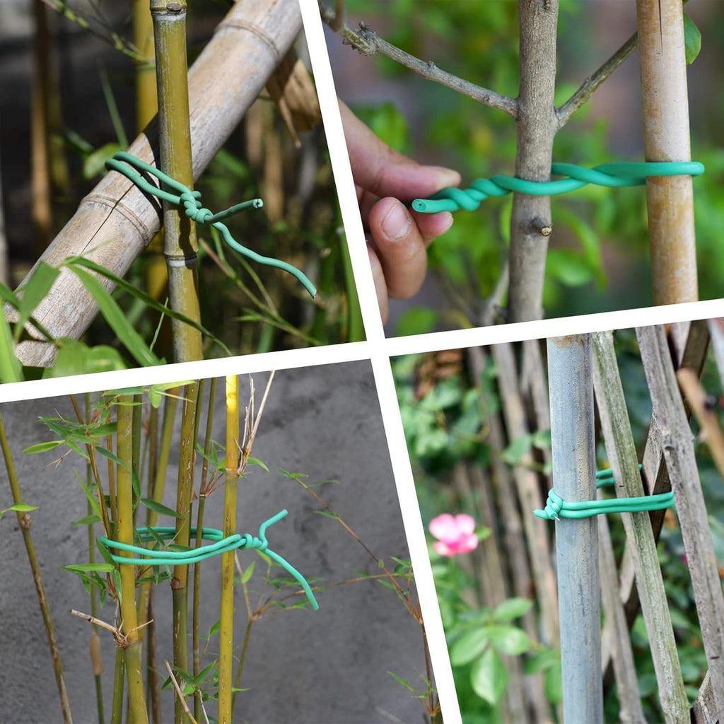 PGarden-EZ Heavy Duty Garden Plant Ties, 250 Feet Soft Twist Ties for Vines Tomatoes, Thick Green Zip Ties for Climbing