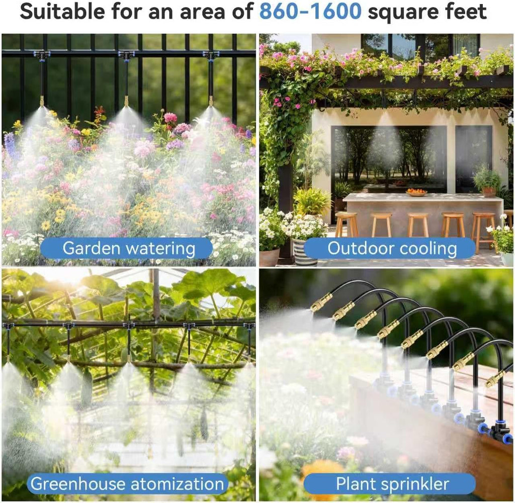 Drip Irrigation System 100FT 1/4" (17PCS Nozzles) for Garden, 83 PCS Leak-Proof Garden Watering System, 360° Adjustable