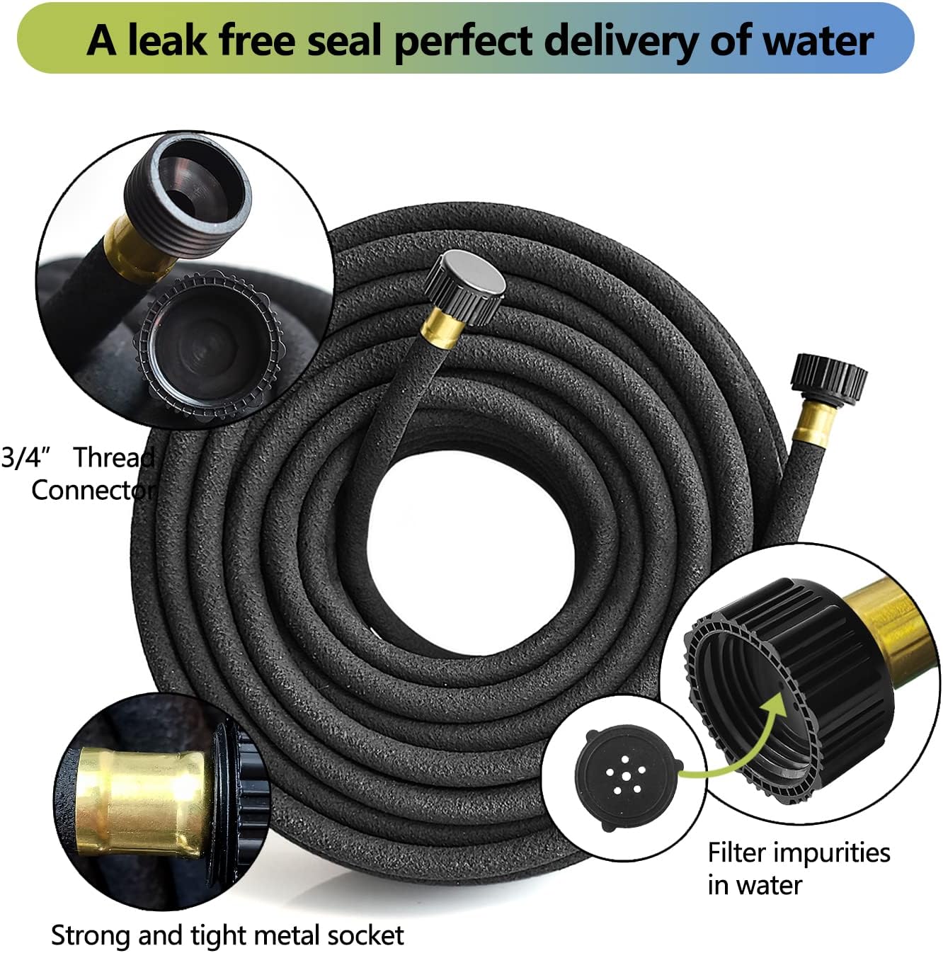 3 Pack Short Soaker Hose 15 Ft for Garden Beds, 1/2’’ 50 ft Soaker Hose for Foundation Watering, 70% Water Saving Drip