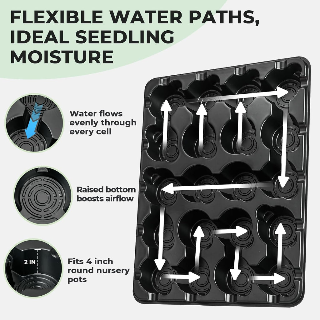 2 Pack 20 Cell Seed Starter Trays with Humidity Domes and 40 Pots | Includes 2 humidity domes and 40 clear 3 inch pots