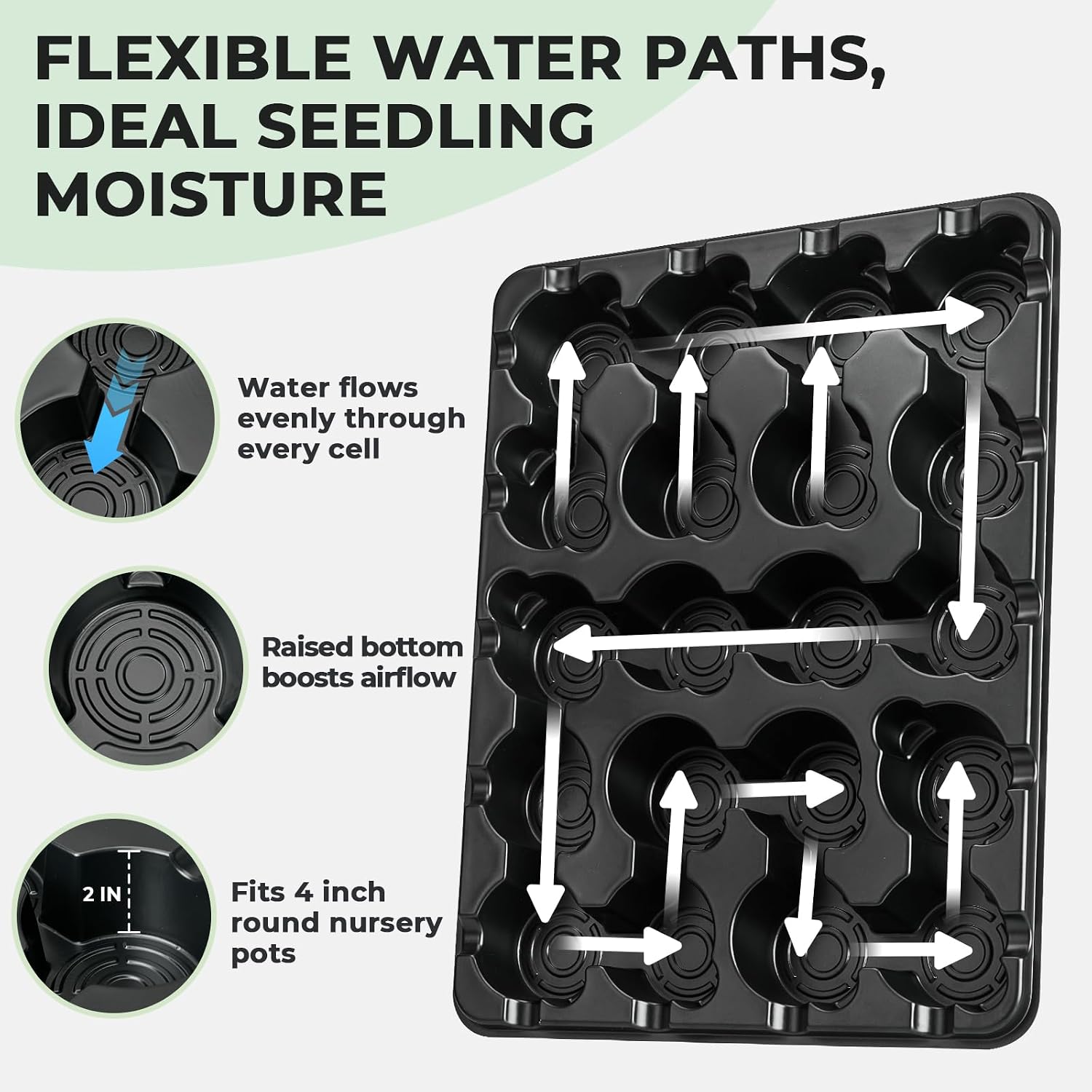 2 Pack 20 Cell Seed Starter Trays with Humidity Domes and 40 Pots | Includes 2 humidity domes and 40 clear 3 inch pots