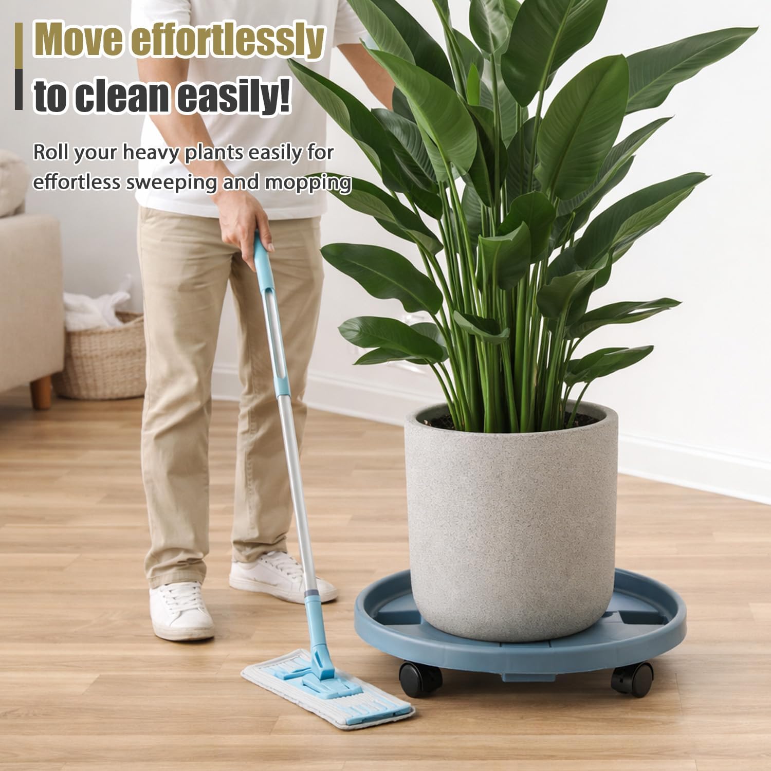 Party Zealot 5-Pack 13" Large Plant Caddy with Wheels Plastic Plant Dolly with Caster Flower Pot Mover Rollers Wheeled