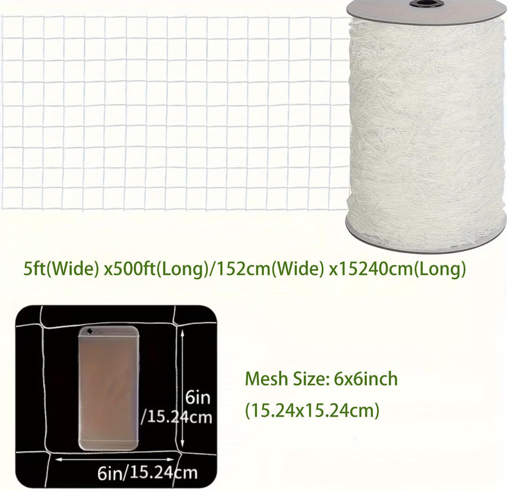 Garden Trellis Netting Roll 5x500ft 6inch Soft Mesh Nylon Heavy Duty Reinforced Garden Plant Support Trellis Net for