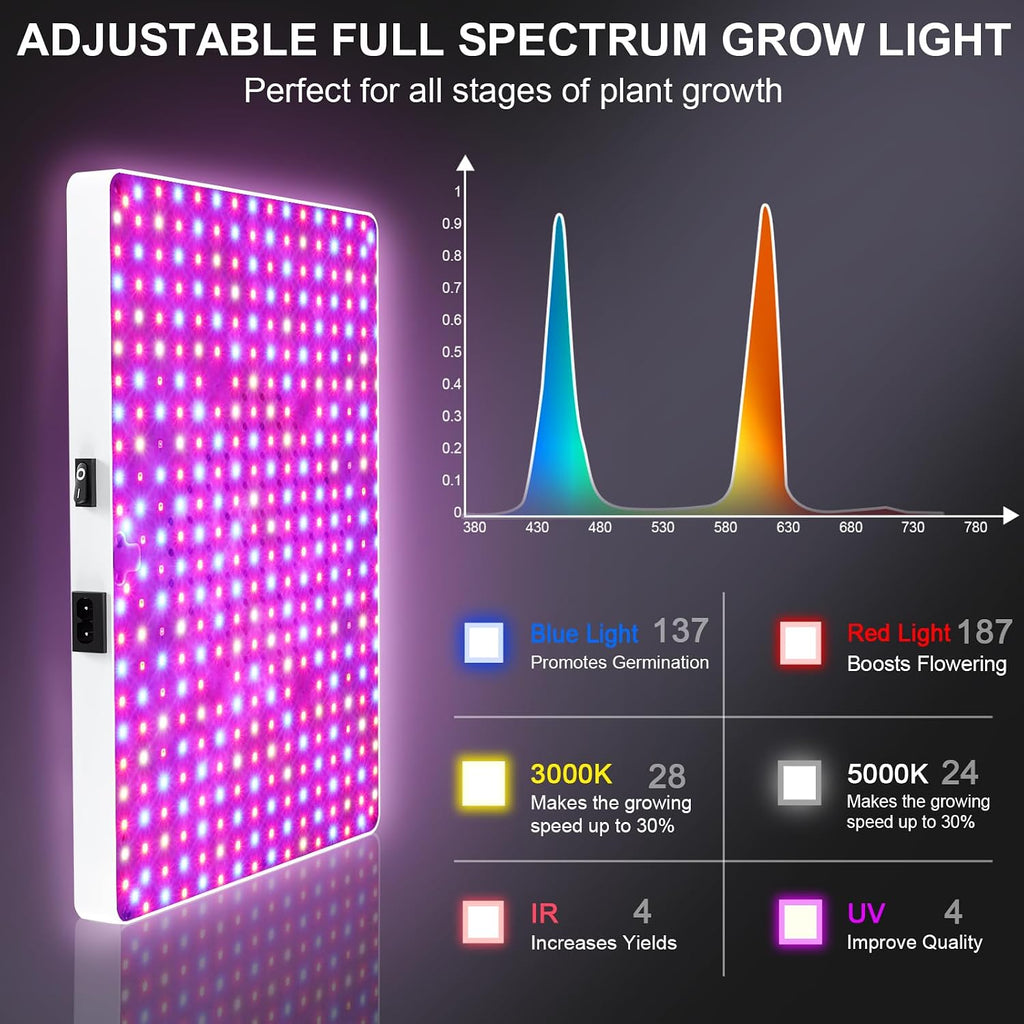 LED Grow Light with Automatic Watering System for Indoor Plants, Full Spectrum Plant Light with Remote Control