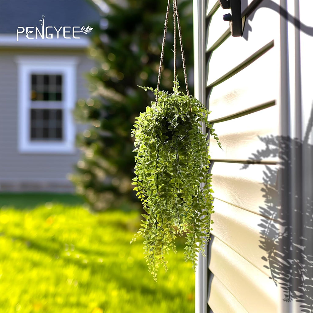 3 Packs Fake Hanging Plants with Black Pots for Wall Decor | 20" Long, Lifelike Cascading Greenery, Easy to Clean