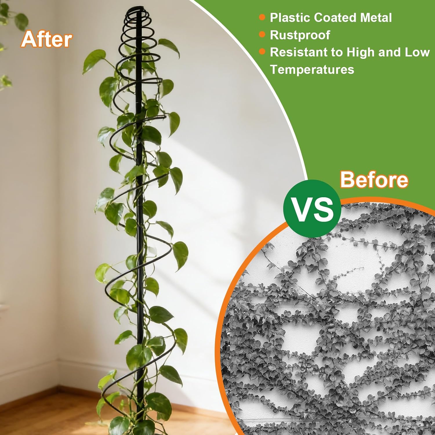 2 Pack Spiral Metal Trellis for Climbing Plants Outdoor-75 Adjustable | Plants Trellis Support, Metal Garden Trellis