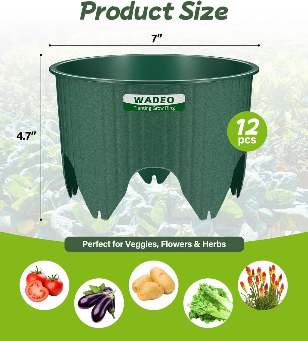 7 inch Planting Grow Rings, 12 PCS Plant Rings for Outdoor Plants, Perfect for Deep Root Watering Veggies Herbs and