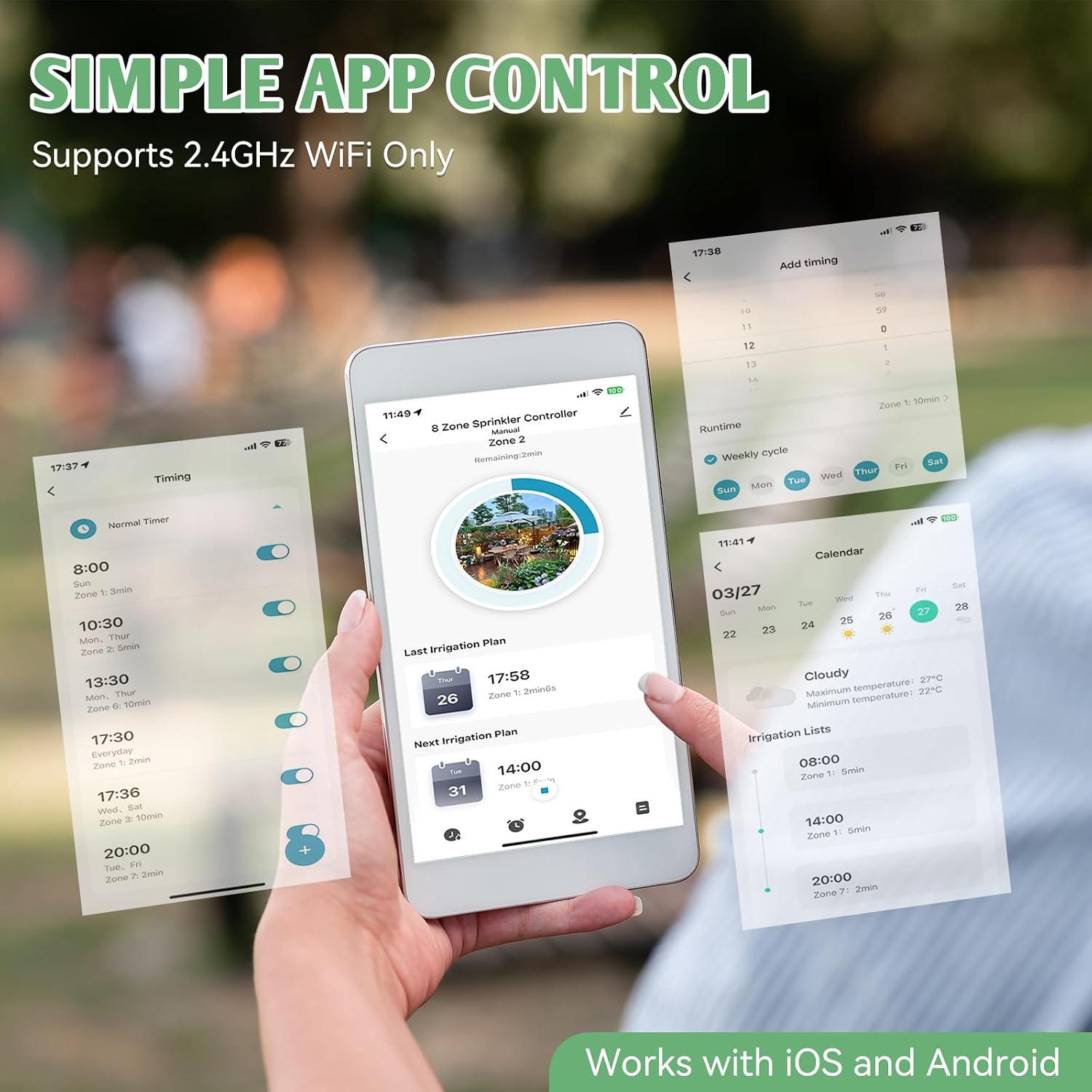 WiFi Smart Sprinkler Controller, 8 Zone | Irrigation Controller with APP Control, Local Weather Intelligence, Rain