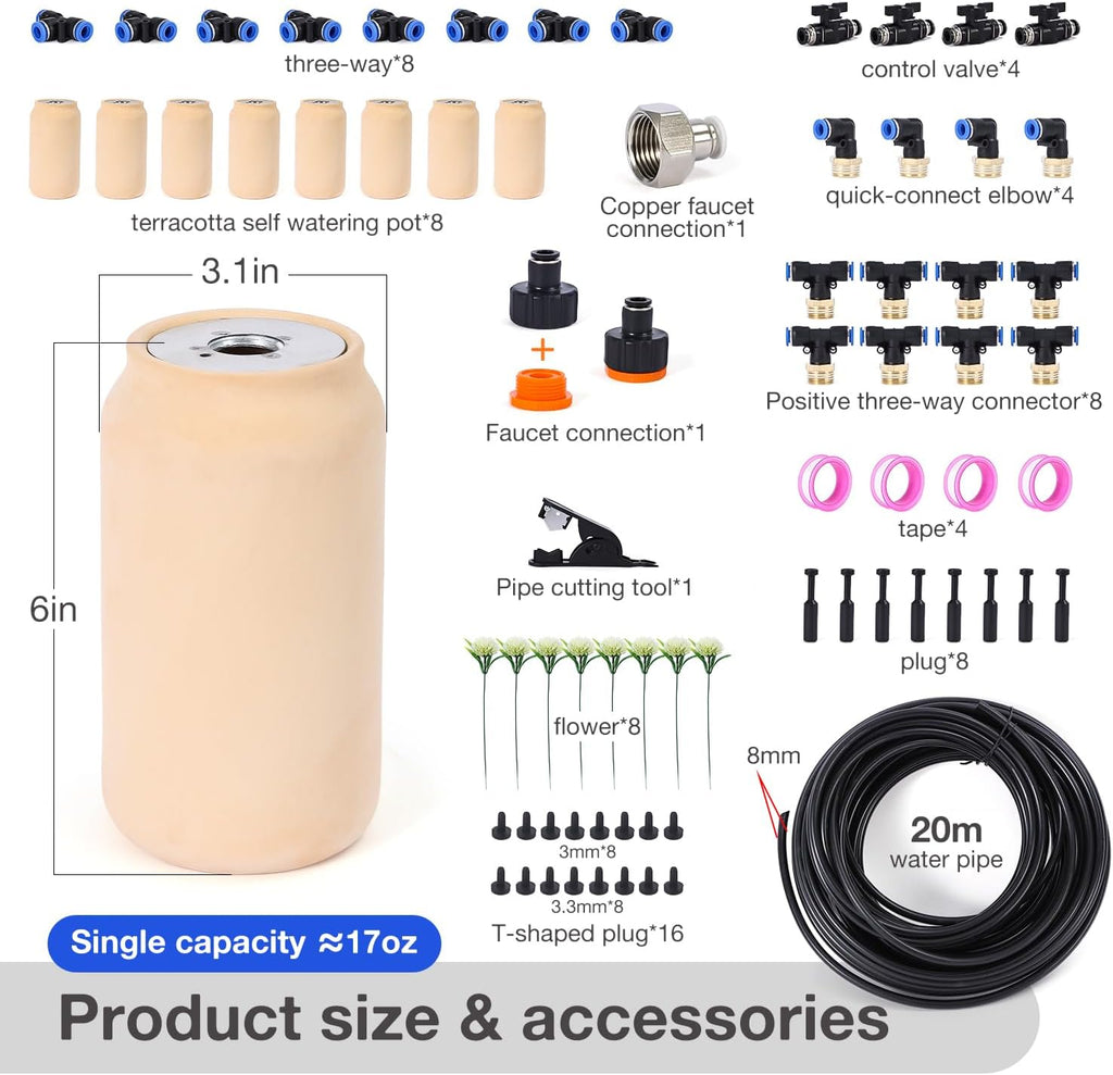 8pcs Ollas Irrigation System 3.1x3.1x6in Irrigation System for Garden Hydroponic Watering System Plant Watering Devices