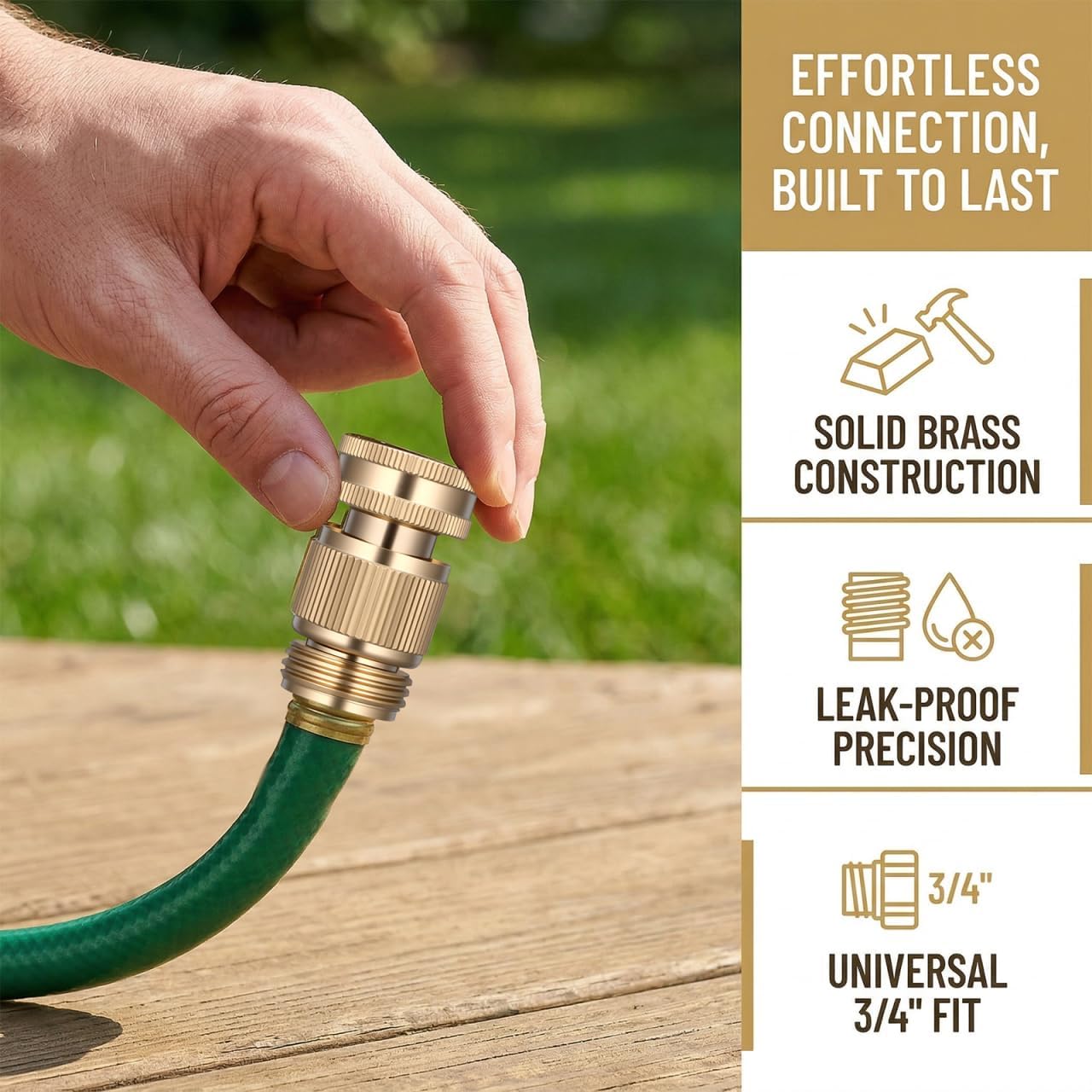 Baluue 6 Sets Garden Hose Quick Connect Fittings Brass Quick Connector Kit Male and Female Hose Adapters with Seal