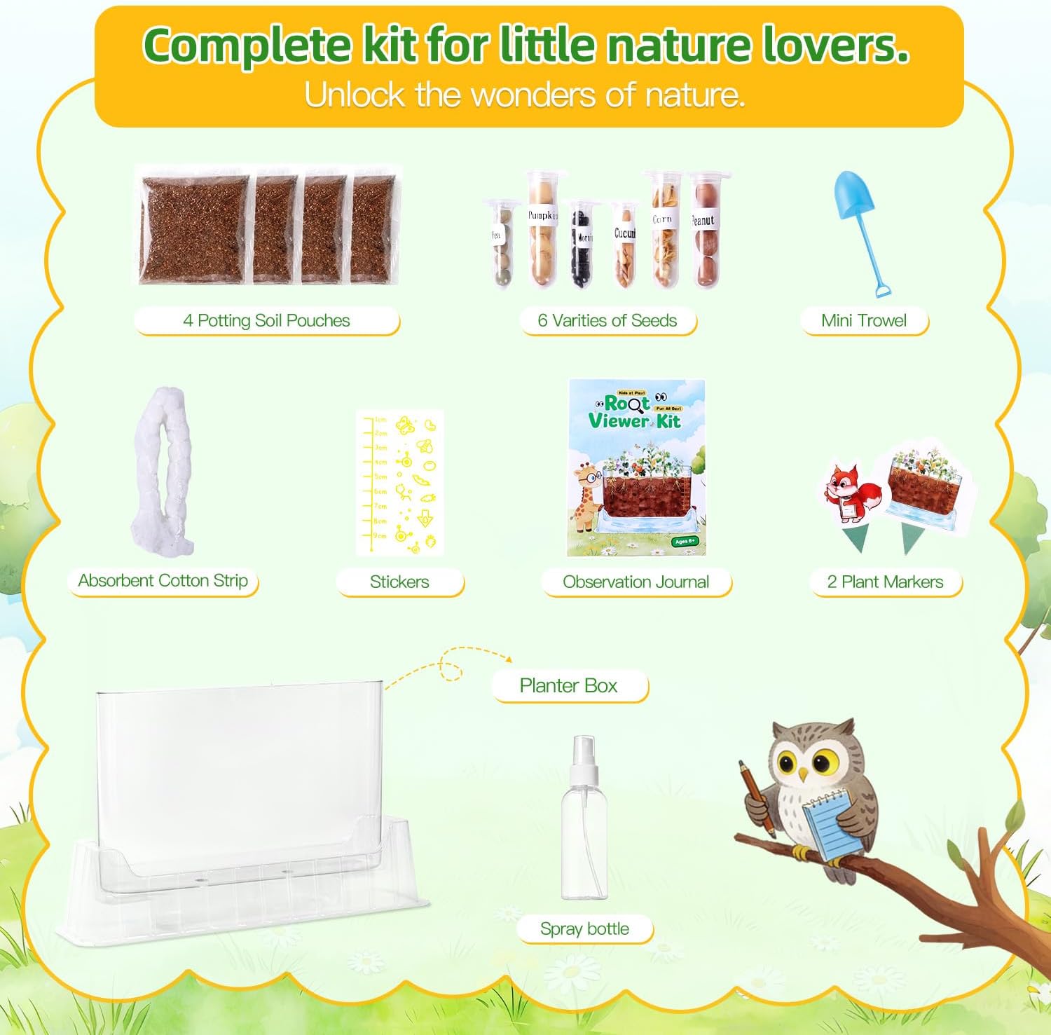 TitaniX Root Viewer Kit for Kids with 6 Seed Varieties, STEM Science Toy & Craft Growing Kits for Boys & Girls, Grow
