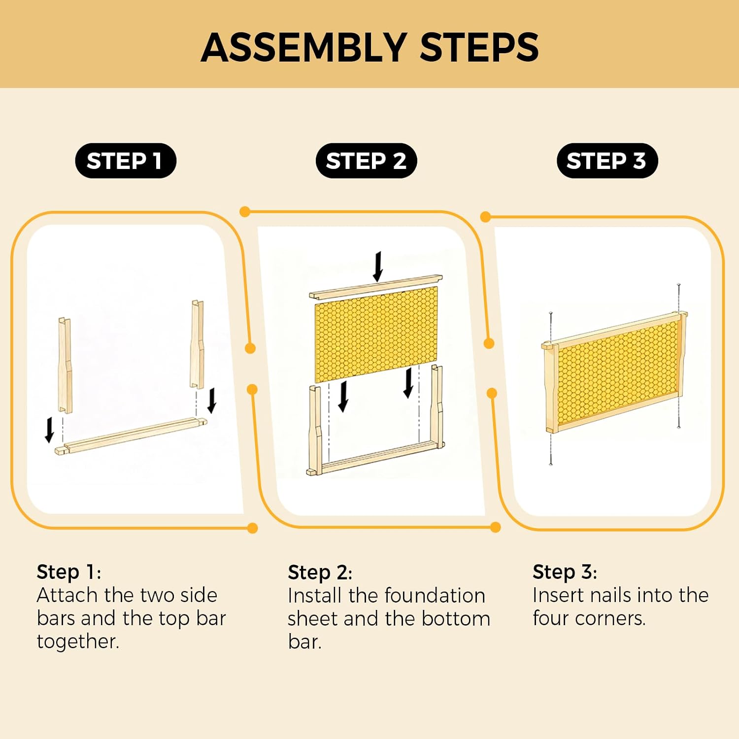 Honey Lake Deep Beehive Frames and Foundations Kit, 10 Pack Brood Wooden Frames and Natural Beeswax Dipped Plastic