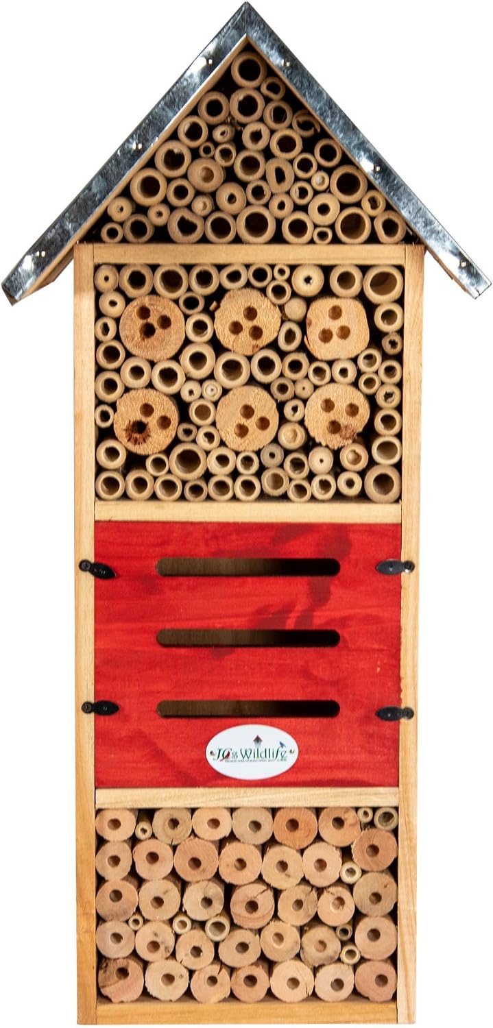 Tall Insect Hotel - Great for housing Mason Bees, Leaf-Cutter Bees and Lacewings, Extra Large Bee House 21.75" X 7.25"