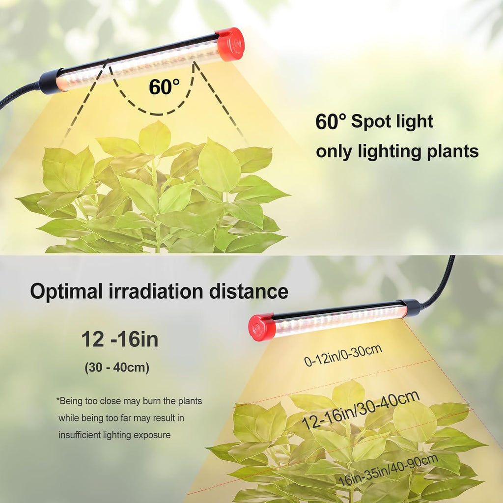4Head Tabletop Grow Lights for Indoor Plants, Seed Starting, Bonsai, 4/8/12/16/20H Timer, 36 Watt Power Draw, NO Need