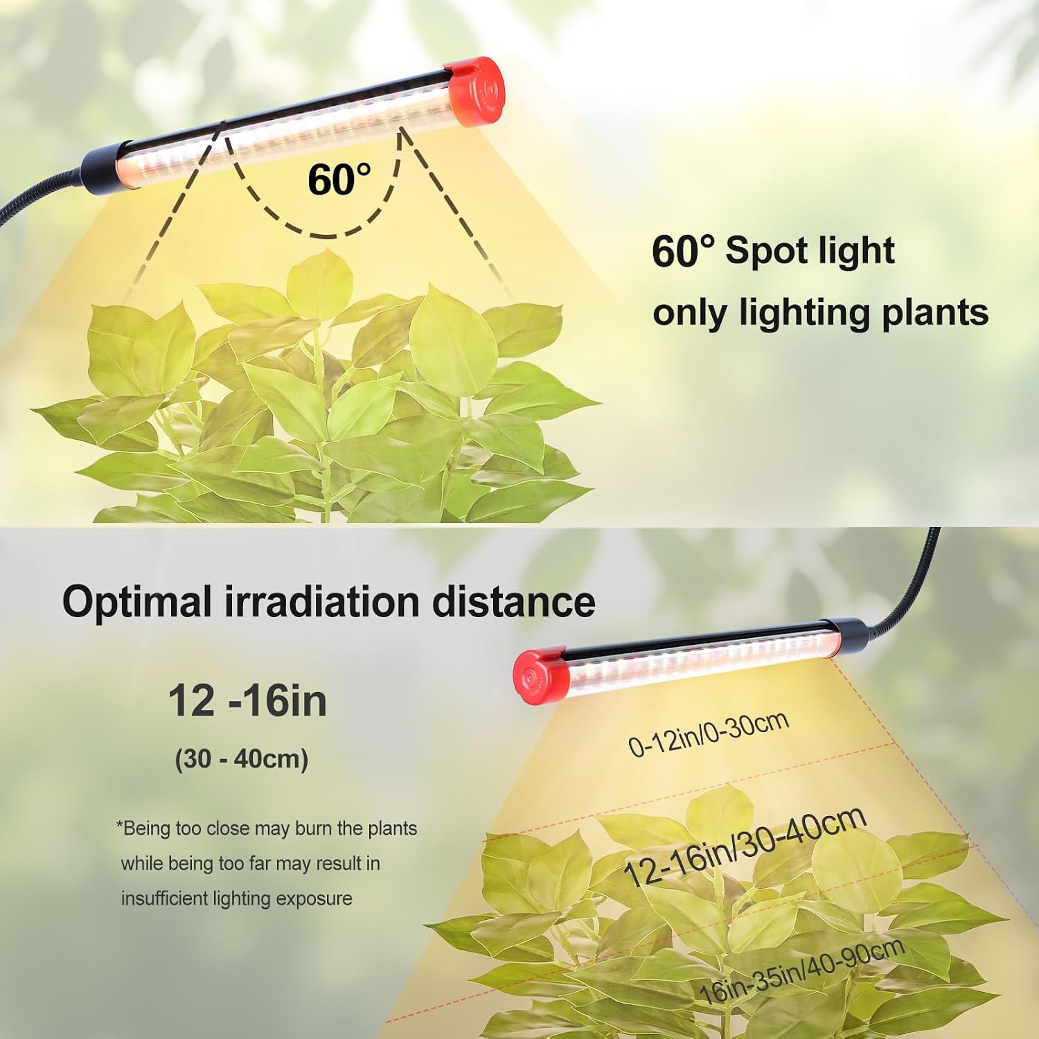 4Head Tabletop Grow Lights for Indoor Plants, Seed Starting, Bonsai, 4/8/12/16/20H Timer, 36 Watt Power Draw, NO Need