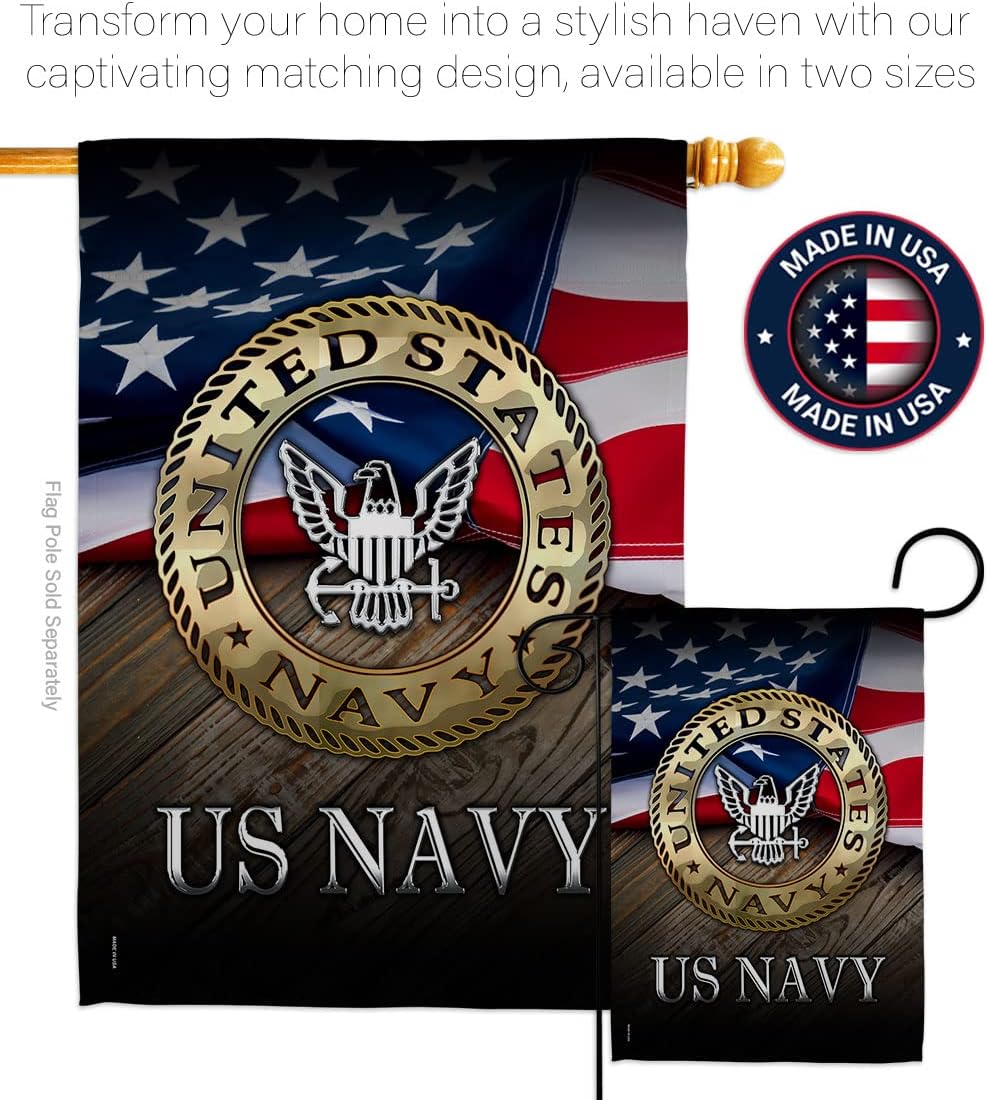 US Navy House Flag - Pack Armed Forces USN Seabee United State American Military Veteran Retire Official USA Embroidery