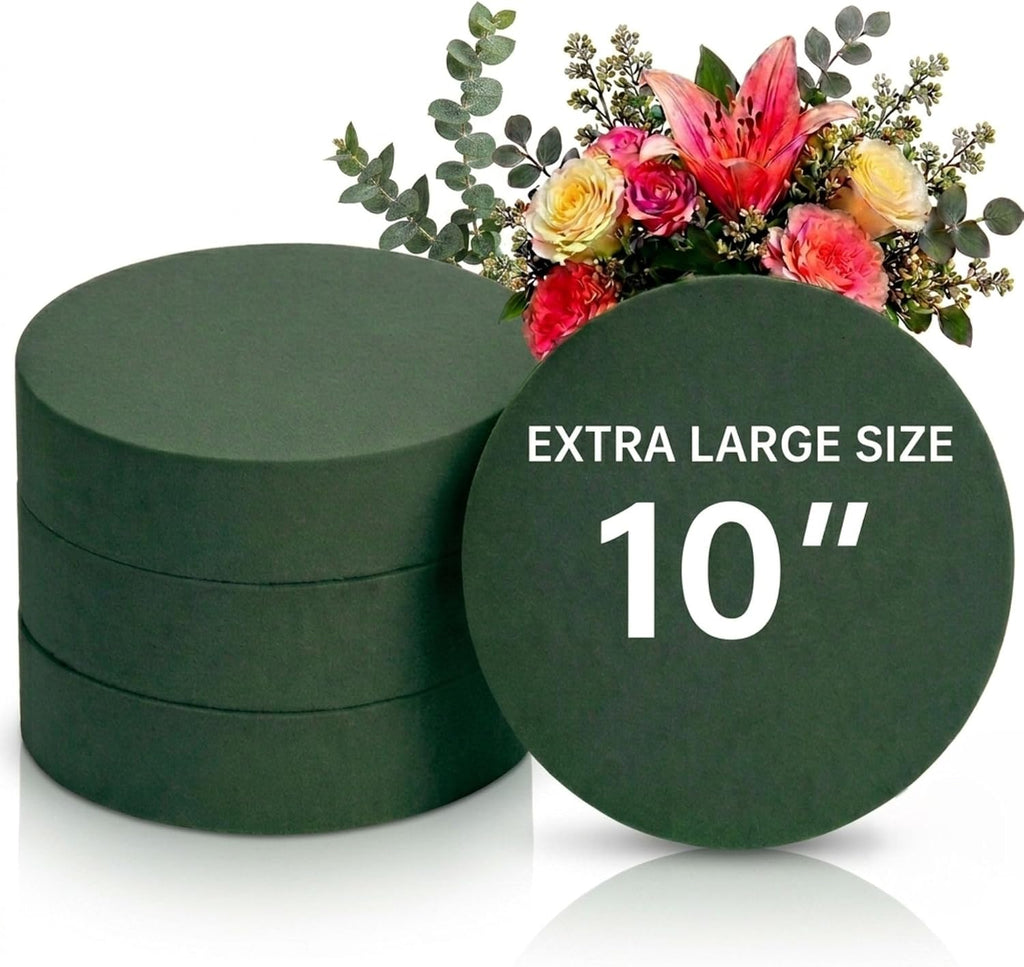 FLOFARE Floral Foam Round Blocks for Flower Arrangements, Green Florist Flower Foam for Fresh & Artificial Flowers, Wedding & Party Décor (Extra Large 10")
