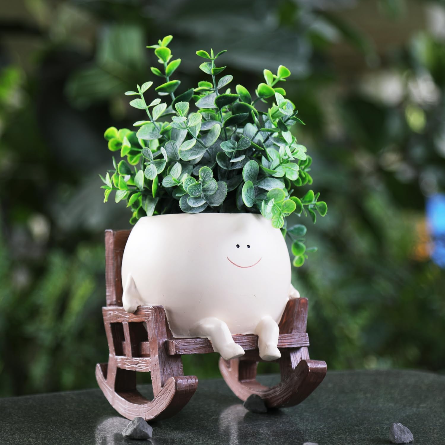 NINIPAPA Cute Plant Pots Smiley Face Planter Funny Flower Pot, Rocking Chair Large Face Pot for Indoor Plants, Unique