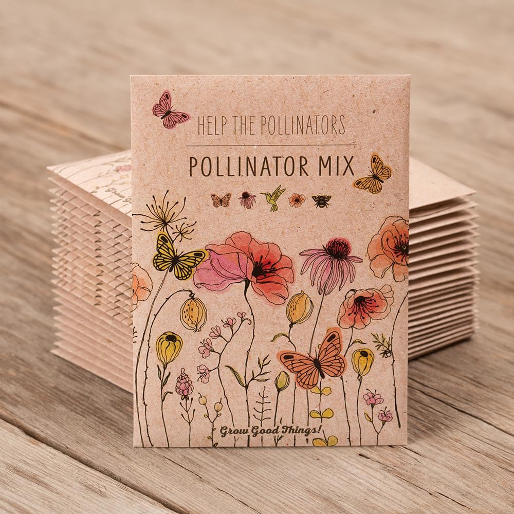 Bentley Pollinator Mix - Pre-Filled, Non-GMO, Non-Coated Butterfly Packets - 25 Annual Wildflower Seeds - Perfect