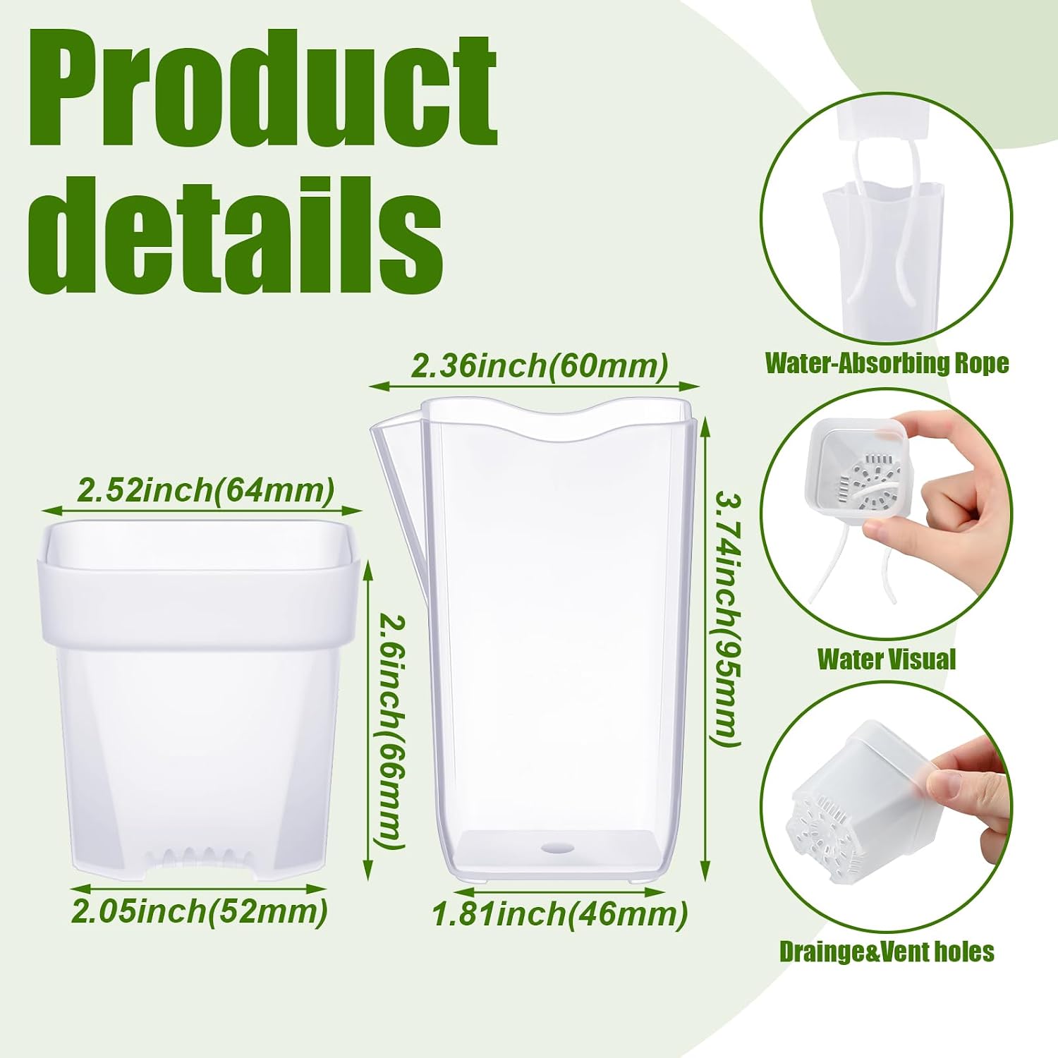 LemonRoad 20 Pack 2.5" Small Self Watering Pots for Indoor Plants | with 20 Plant Label, Mini Clear Plastic Planters