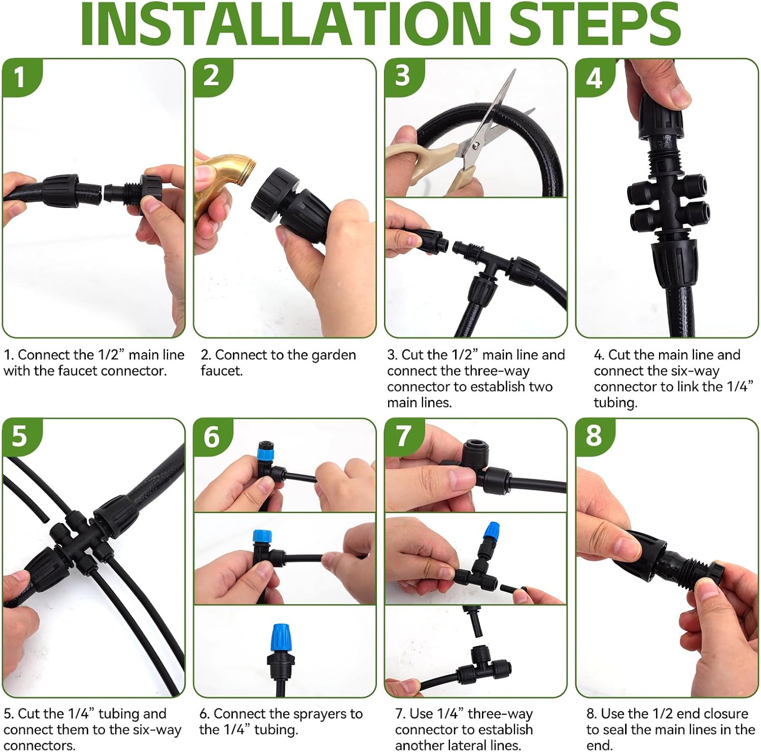 Inntop 240FT Drip Irrigation System Kits, Quick Connect Automatic Garden Watering System for Raised Bed, Potted Plants
