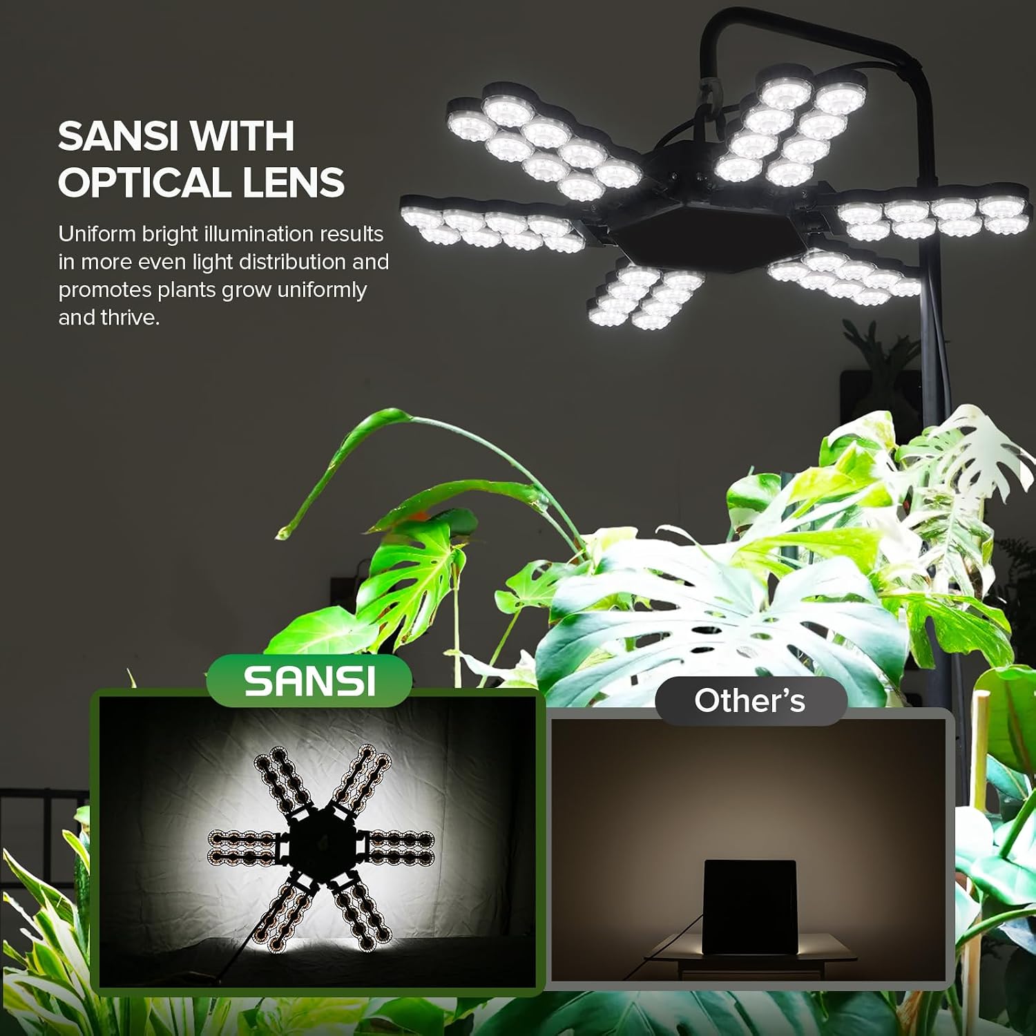 SANSI 240W Grow Light for Indoor Plant, Full Spectrum Tall Stand Floor Lamp | 22560LM, High PPFD, Heavy-Duty