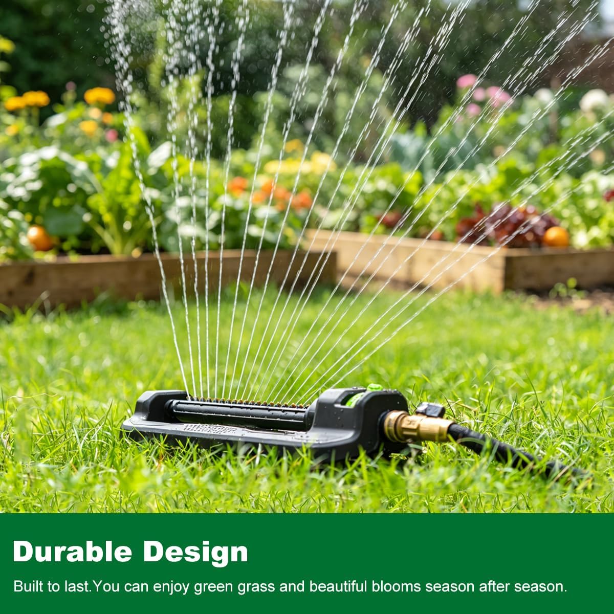 FANHAO Oscillating Sprinkler for Yard, Garden and Flower Beds, Covers Up to 3,600 sq. ft., Durable Lawn Sprinkler with